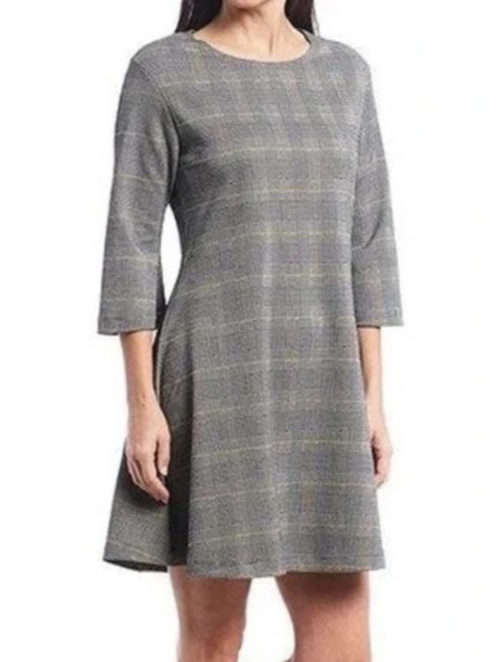 Bryn Walker Irys Carnaby Preppy Glen Plaid 3/4 Sleeve A-line Shift Dress size XL